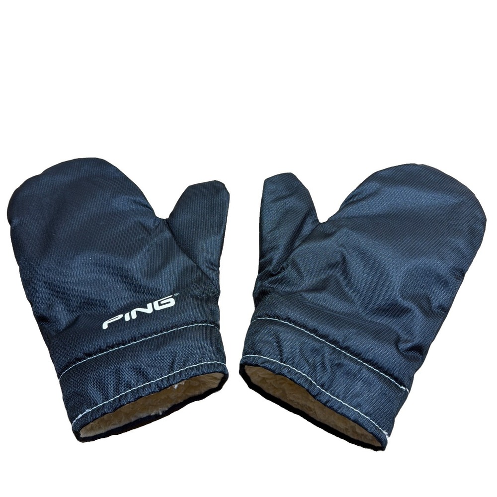 Ping Golf Cold Weather Nylon Mittens Black Sherpa Lined